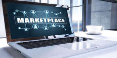 Laptop displaying a Marketplace text